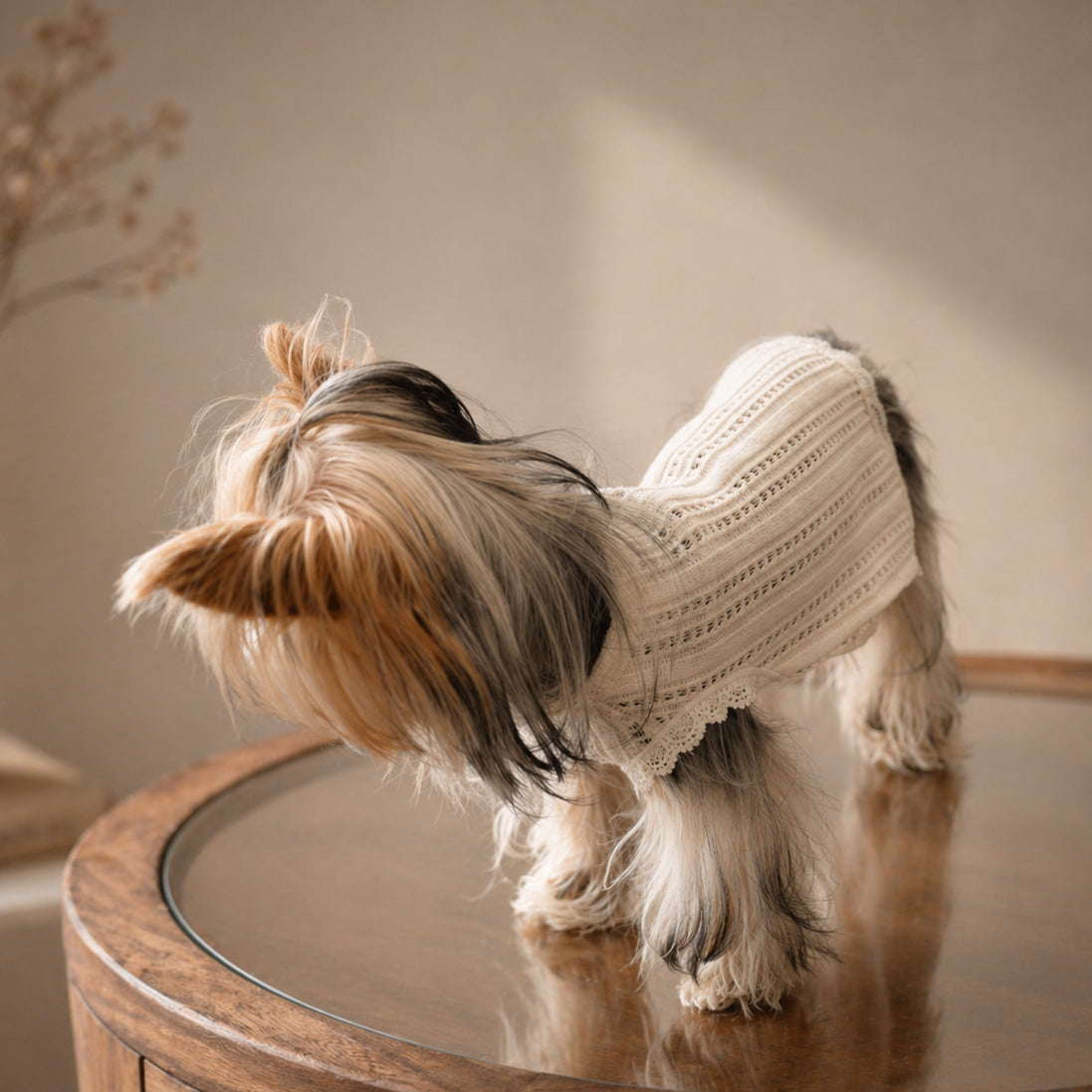 Pointelle Knit Vest with Lace Trim